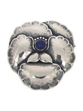 Georg Jensen Denmark Sterling Silver 113 Lapis Lazuli Pansy Pin/Brooch #25612